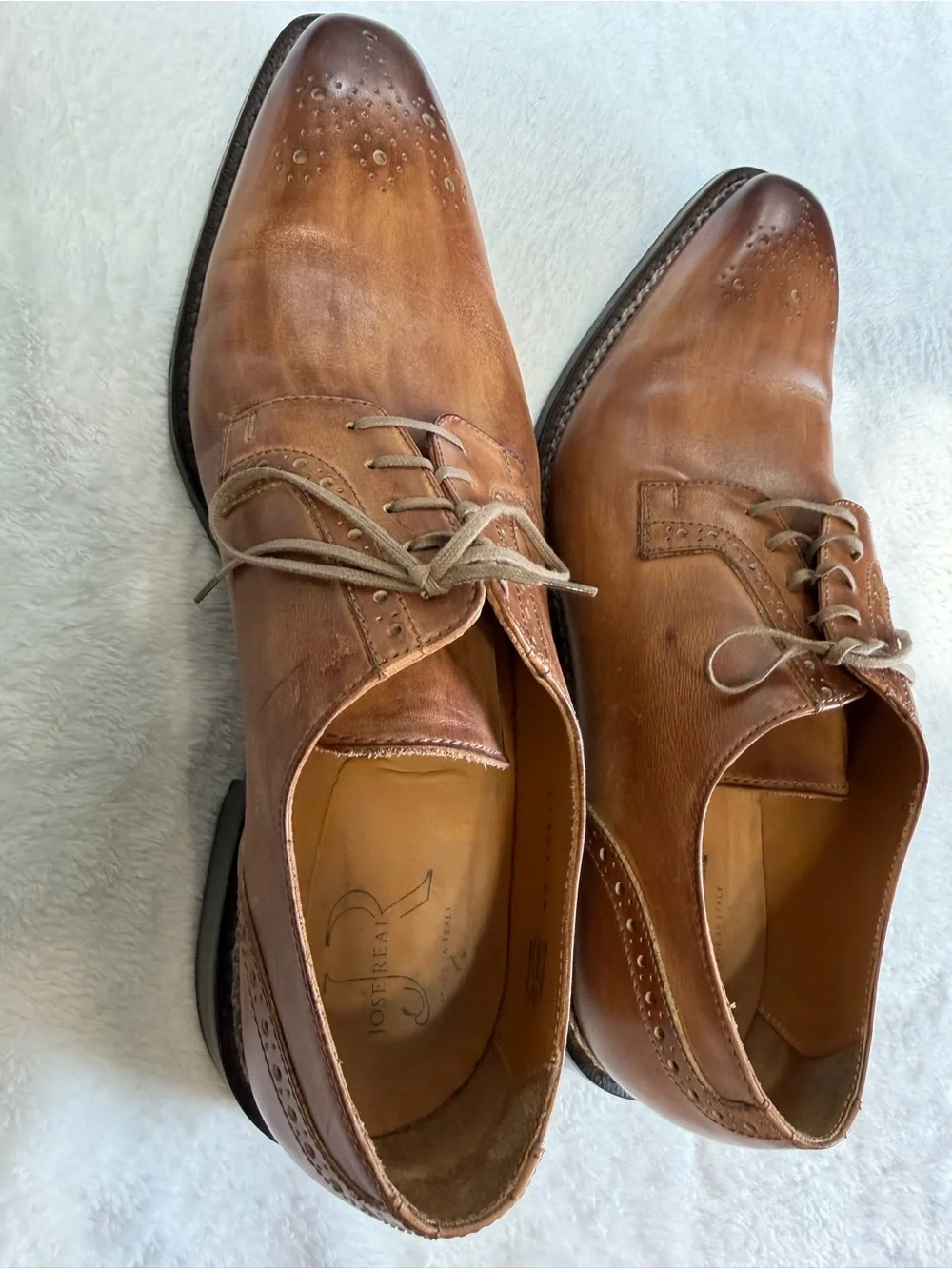 Jose Real Lavorazione Blake Brown Leather Brogue Oxford Lace-Up Almond 11